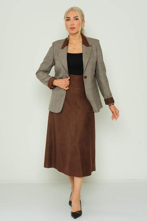 HKN Casual Plus Size Suits Camel