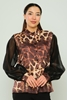 Lila Rose Long Sleeve Casual Shirts Leopard Snake Цвет Леопард - коричневый