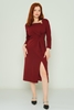 Favori Knee Lenght Three Quarter Sleeve Casual Coctail Dresses Black Bordeux Beige Fuchsia Bordeux