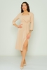 Favori Knee Lenght Three Quarter Sleeve Casual Coctail Dresses Black Bordeux Beige Fuchsia Beige