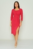 Favori Knee Lenght Three Quarter Sleeve Casual Coctail Dresses Black Bordeux Beige Fuchsia Fuchsia