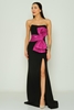 Hot Contact Night Wear Evening Dresses Black Blue Ecru Powder Black-Blue Black-Fuchsia Black-Ecru Черный - Фуксия