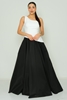 Rengin Night Wear Evening Dresses Black-Ecru Ecru-Black Ekru - Siyah