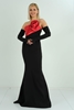 Hot Contact Night Wear Evening Dresses Black Blue Black-Sax Black-Red Black-Ecru أأحمر - أسود