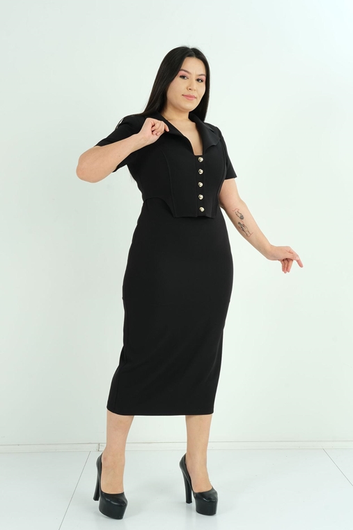 Joymiss Knee Lenght Short Sleeve Casual Pencil Dress Black Ecru Pomegranate Flower Peanut