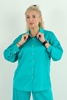 Joymiss Long Sleeve Normal Neck Casual Plus Size Shirts Black Beige Aqua Aqua