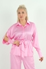 Joymiss Long Sleeve Normal Neck Casual Plus Size Shirts Black-Ecru Pink-Ecru Peanut Pembe - Ekru