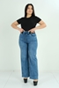 Mosento High Waist Street Wear Denim Trousers Black Blue أزرق