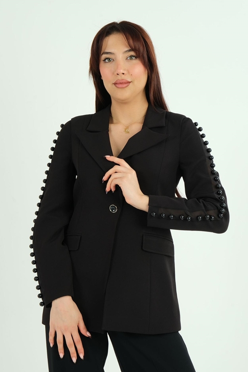 Joymiss Blazer Casual Jackets Black Ecru