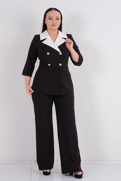 Modamila Casual Plus Size Suits Black