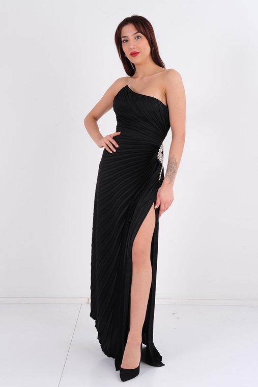 Rengin Night Wear Evening Dresses Black Orange